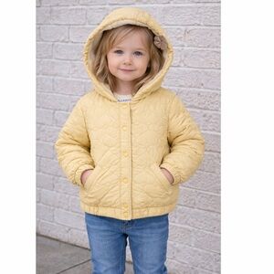 Old Navy Toddler Quilted Hooded Jacket‎ 3T Cream Fleece Lined
